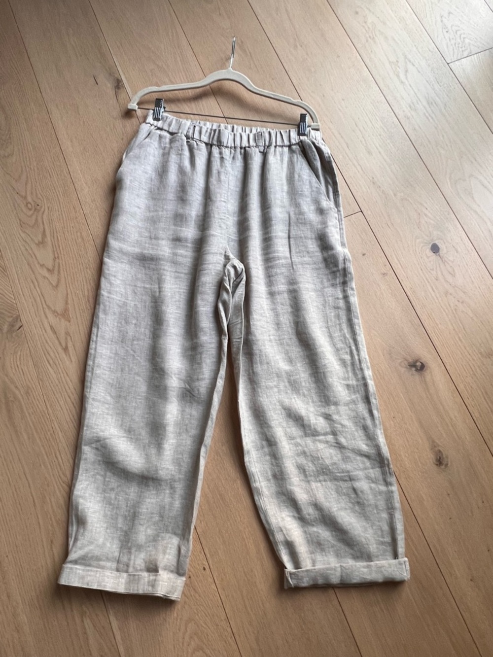 NWOT Quince Natural Beige Cropped Linen Pants. Size M - Picture 7 of 13